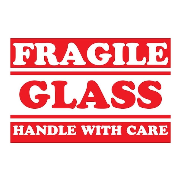 Label, DL1284, FRAGILE GLASS HANDLE WITH CARE, 4" X 6"